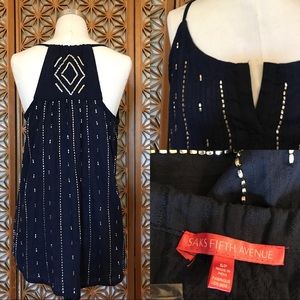 Saks Fifth Avenue Blue Beaded tank top SP